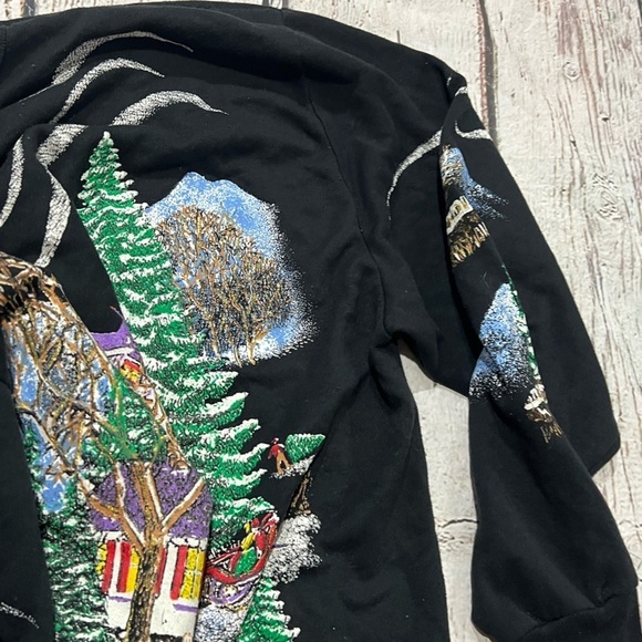 Vintage 1980s Christmas on Main Street Xmas 80s Ugly Sweater Sweatshirt - Picture 5 of 7